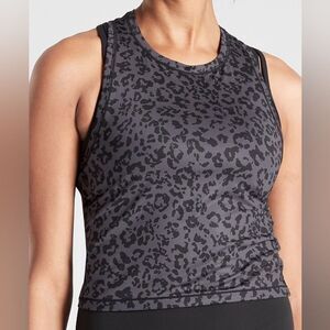Athleta | Women Shanti Crop Racerback Tank Top XS Leopard Print Athletic Gym
